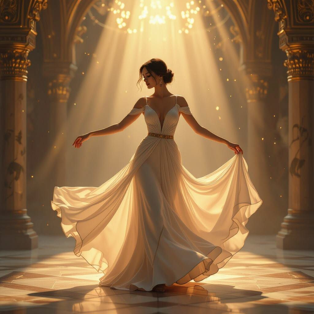 Elegant Woman's Solo Dance in Golden Light