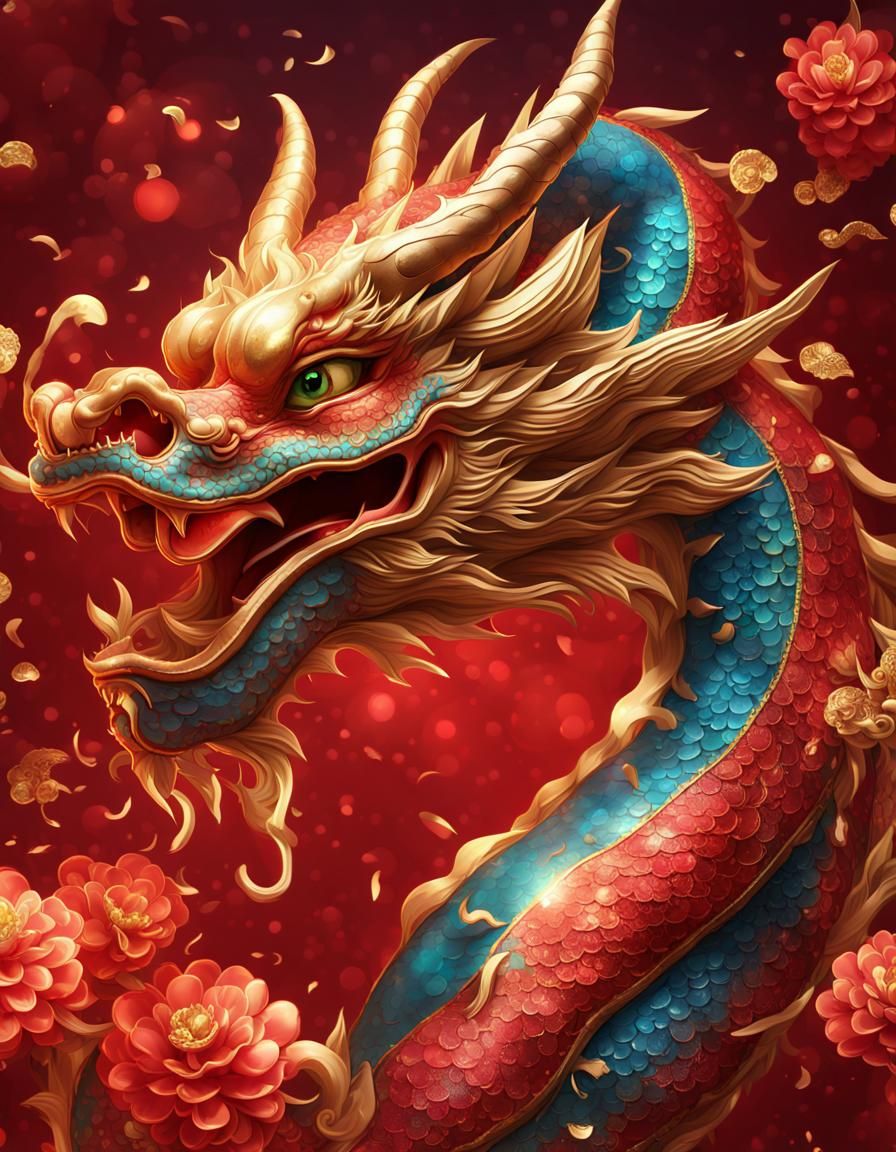 Chinese New Year Dragon Wallpaper in Hyperrealistic Style
