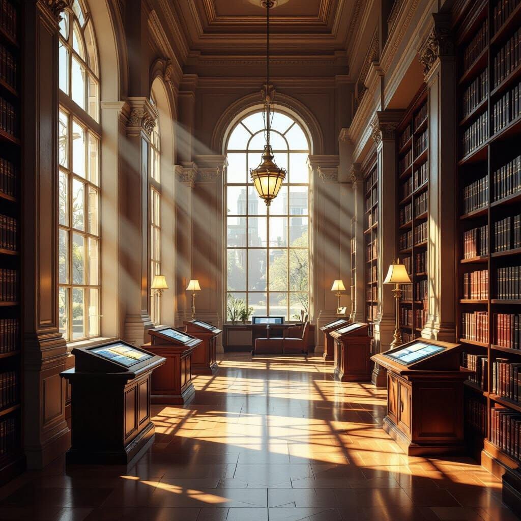 Elegant Aramco Library Interior in Soft Light