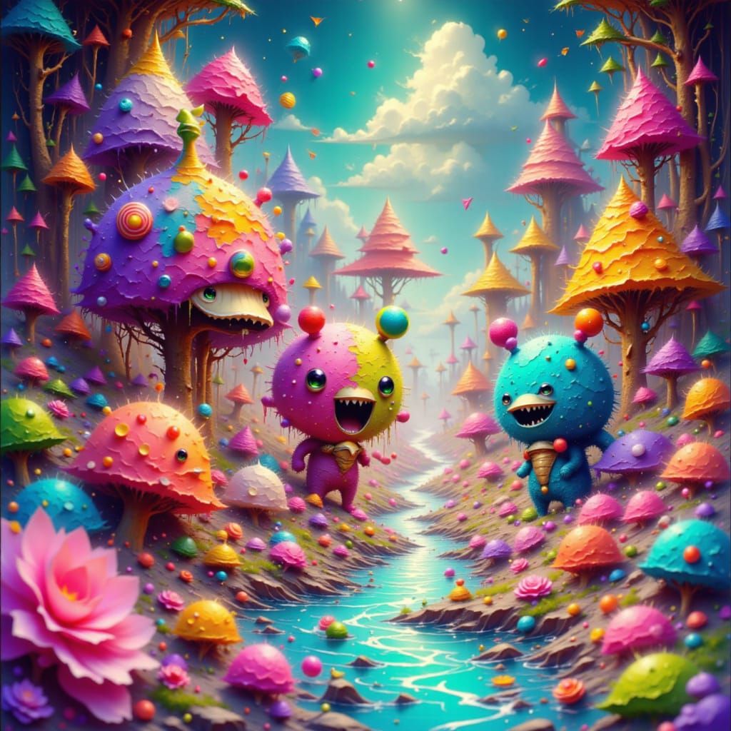 Candy Monsters Frolic in a Sugary Dreamscape