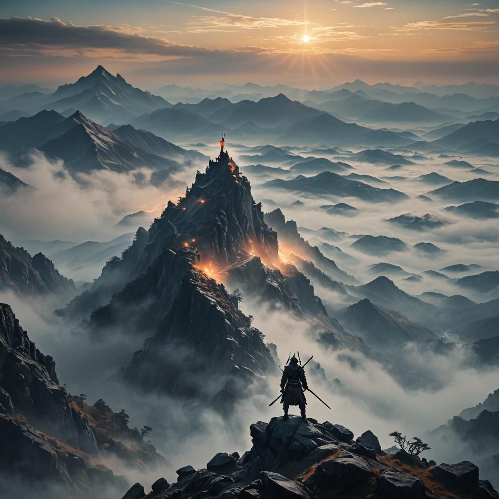 Warrior on Misty Peak in Jingna Zhang Style