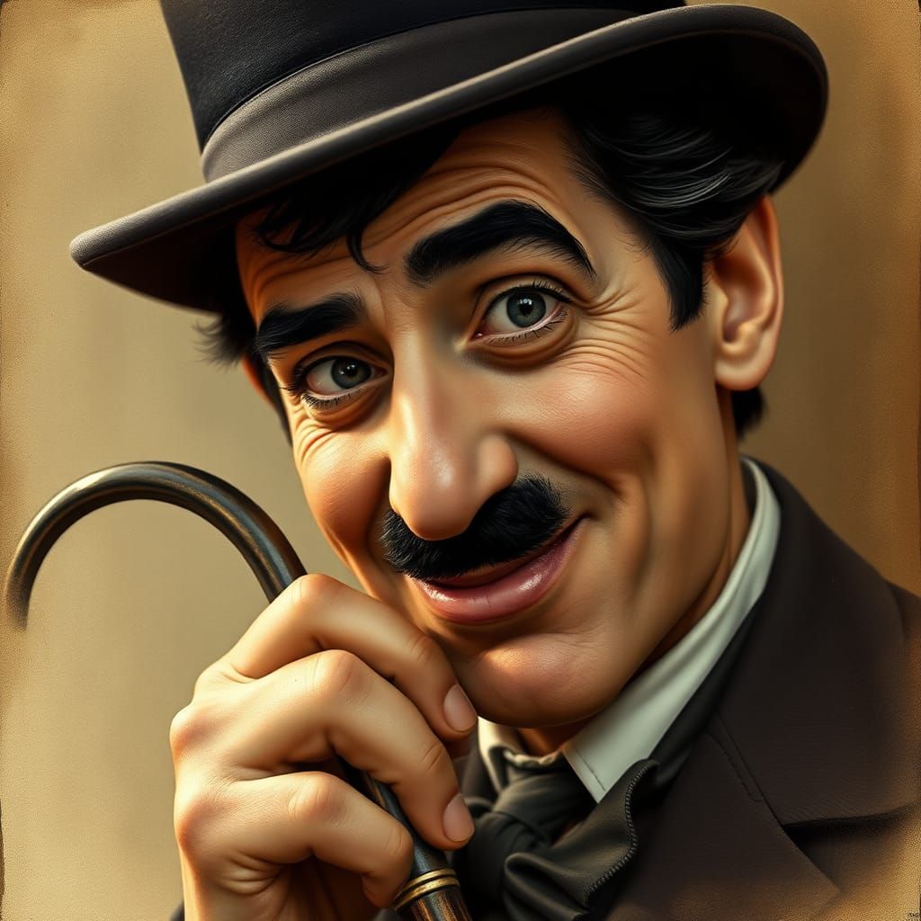 Charlie Chaplin Portrait in Sentimental Realism Style