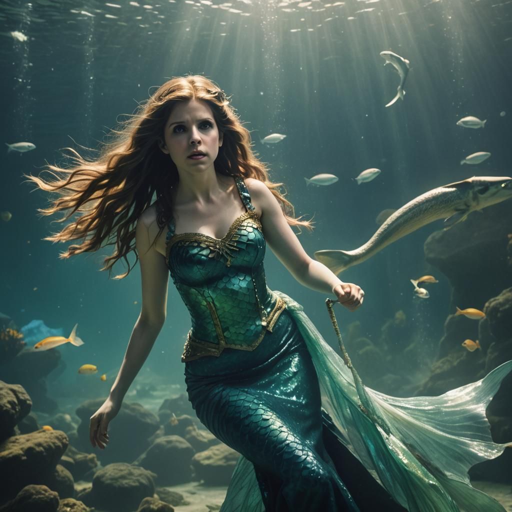 Anna Kendrick as a Mermaid in Cinematic Film Still