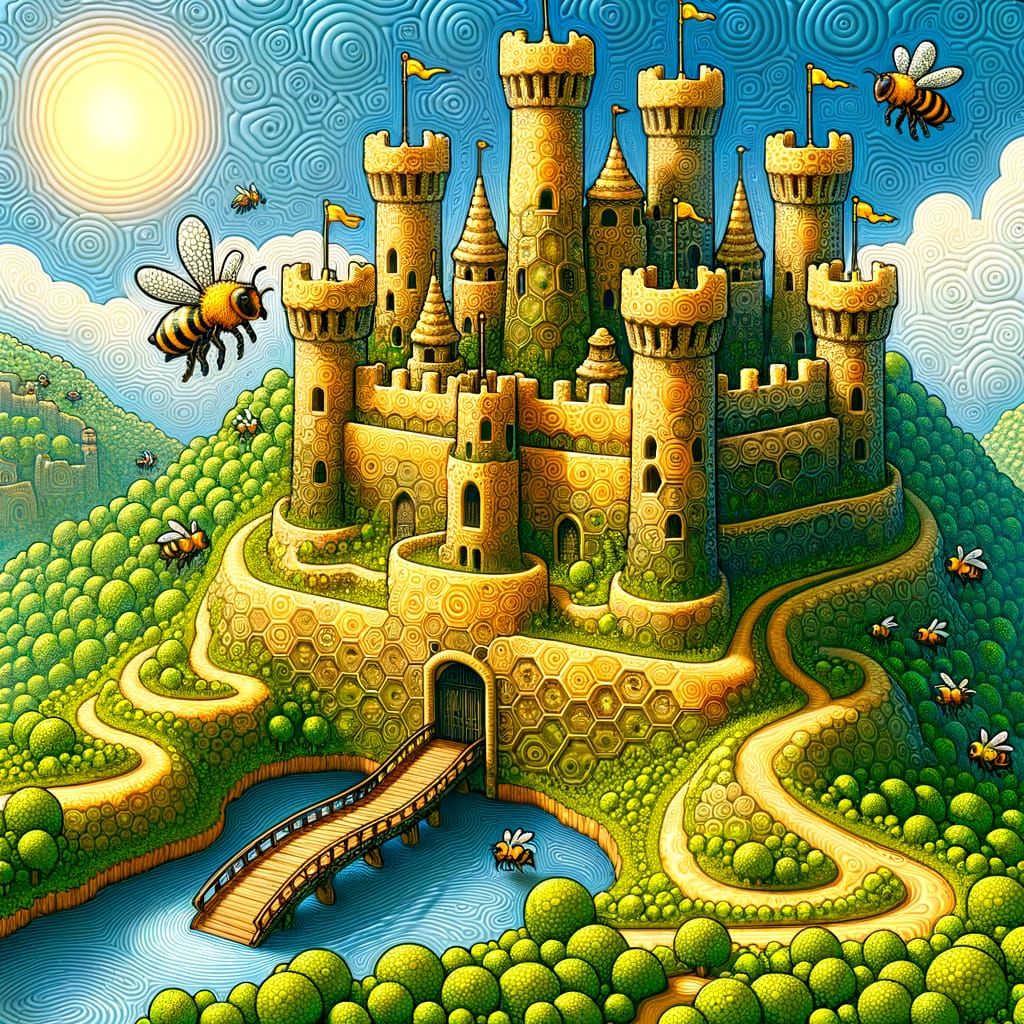 Honeycomb Castle: A Beehive Fantasy in Zentangle Style