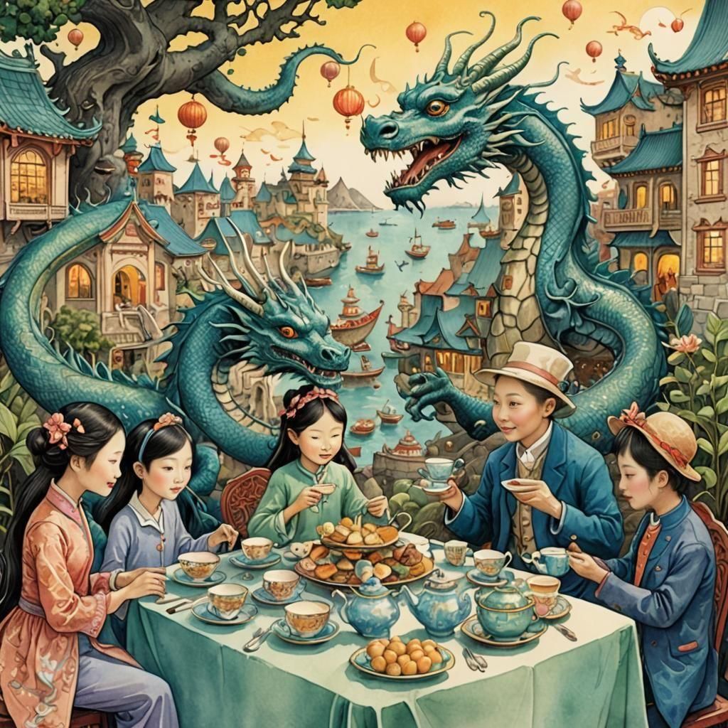Celestial Dragons Tea Party in Fairytale Town