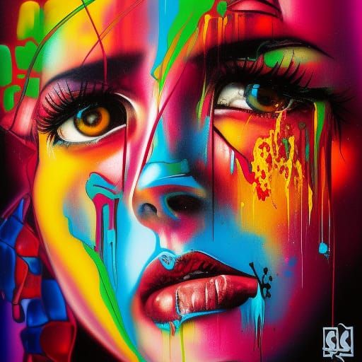 Vibrant Graffiti Art with Melting Effects