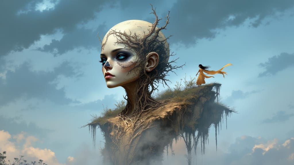 Giant Evil Eye Over Foreboding Fantasy Landscape