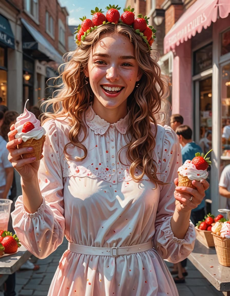 Strawberry Queen in Splash Art Style