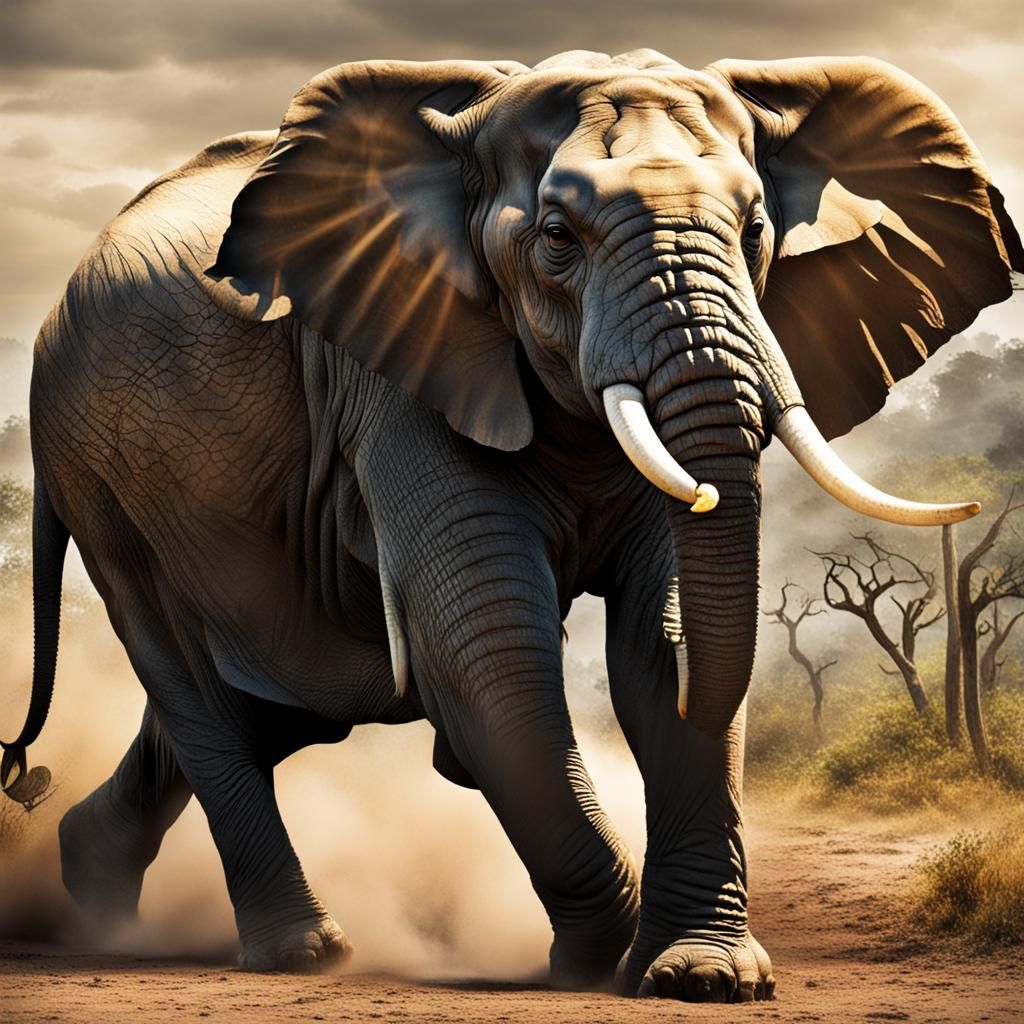 the majestic mighty elephant The Charge