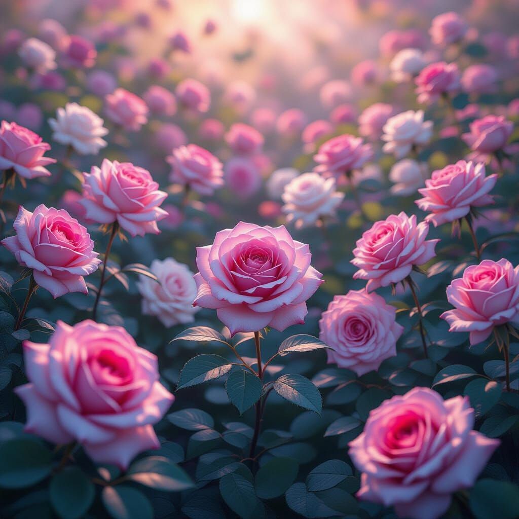 Psychedelic Roses Garden in Ethereal Glow