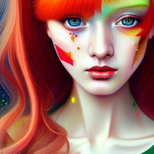 Detailed Portrait with Glitter Effects as Digital Painting