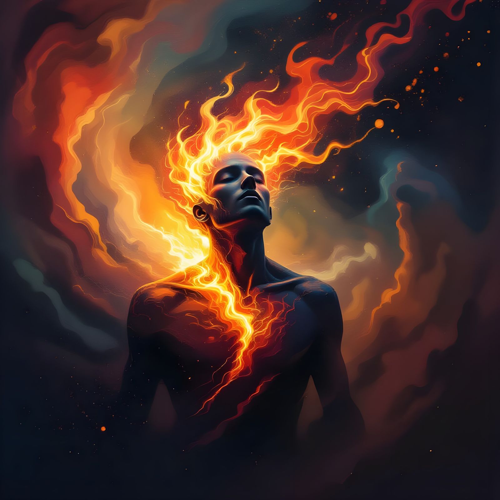 Ethereal Soul Ablaze in Cosmic Vortex