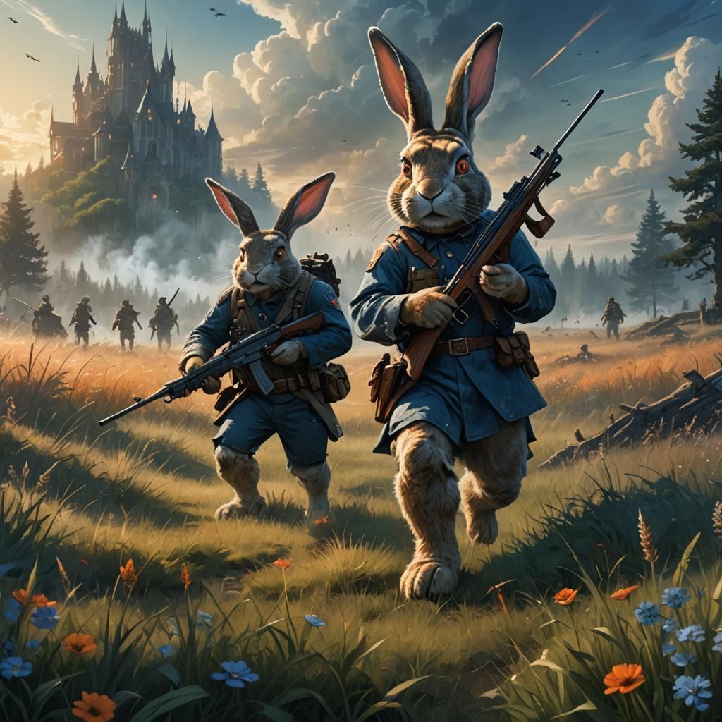 Colossal Rabbit Hunter in Fantasy Meadow