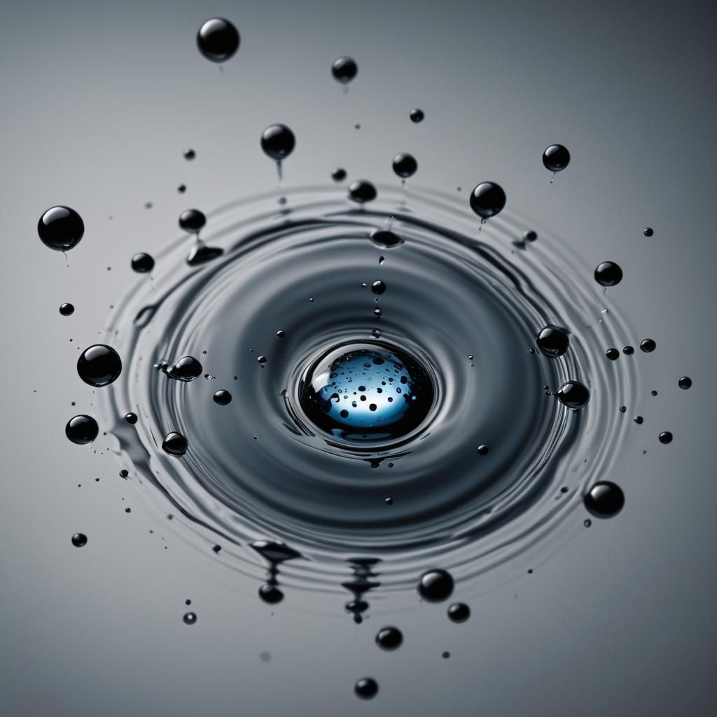 Surreal Black Ink Droplet Splashing in Water