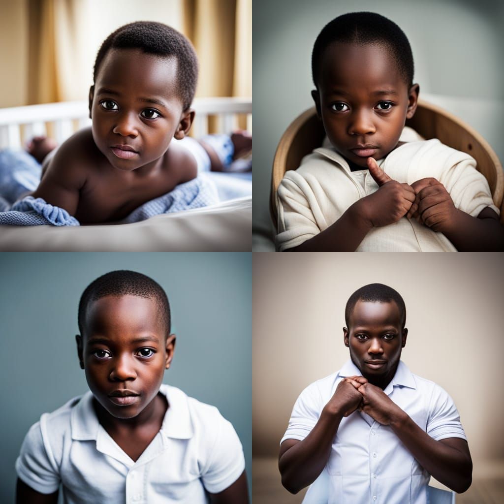 Newborn African Baby Boy Sleeping in Cot