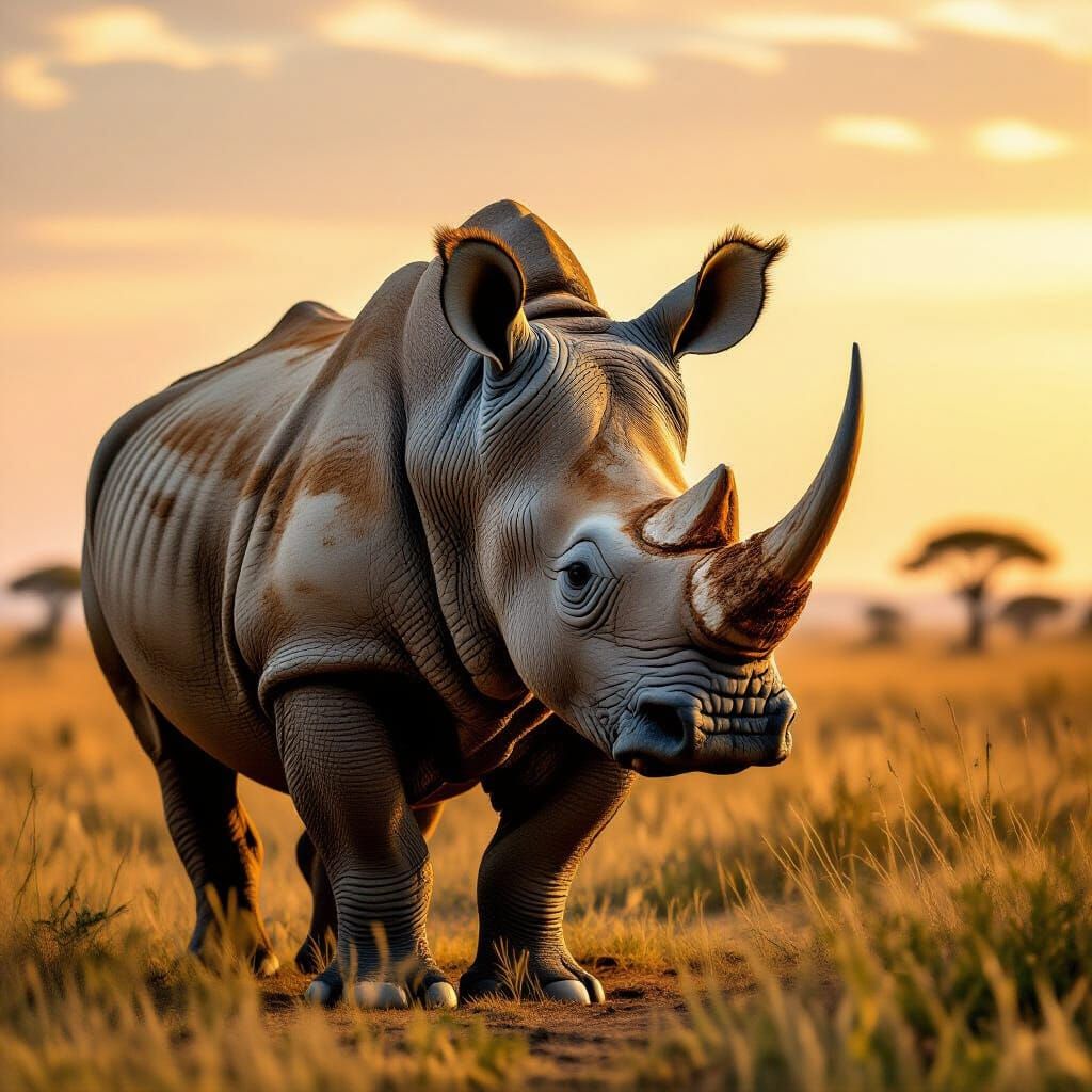Rhinoceros in Earth Tones in the African Savanna