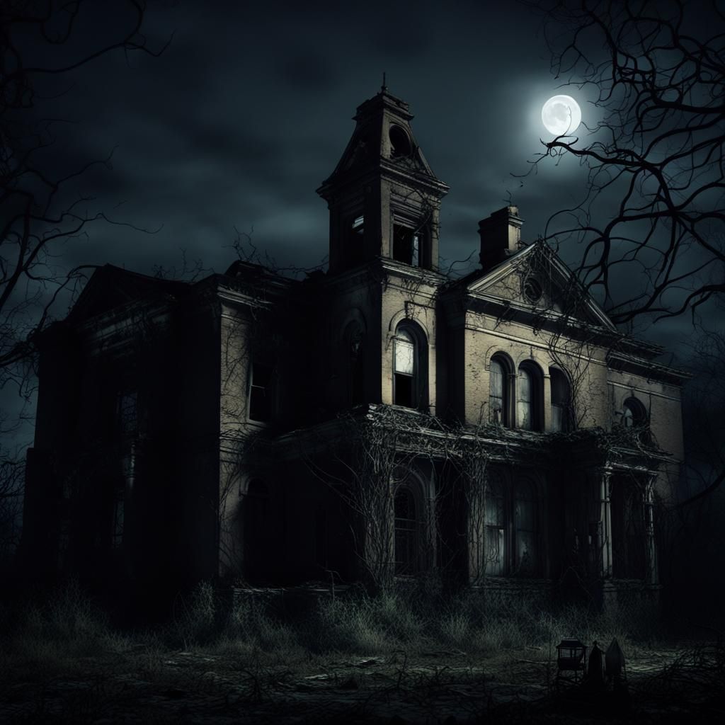 Eerie Victorian Asylum at Night in High Resolution
