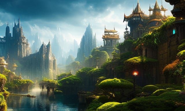 Fantasy Kingdom Grand Entrance: Hyperdetailed Digital Art