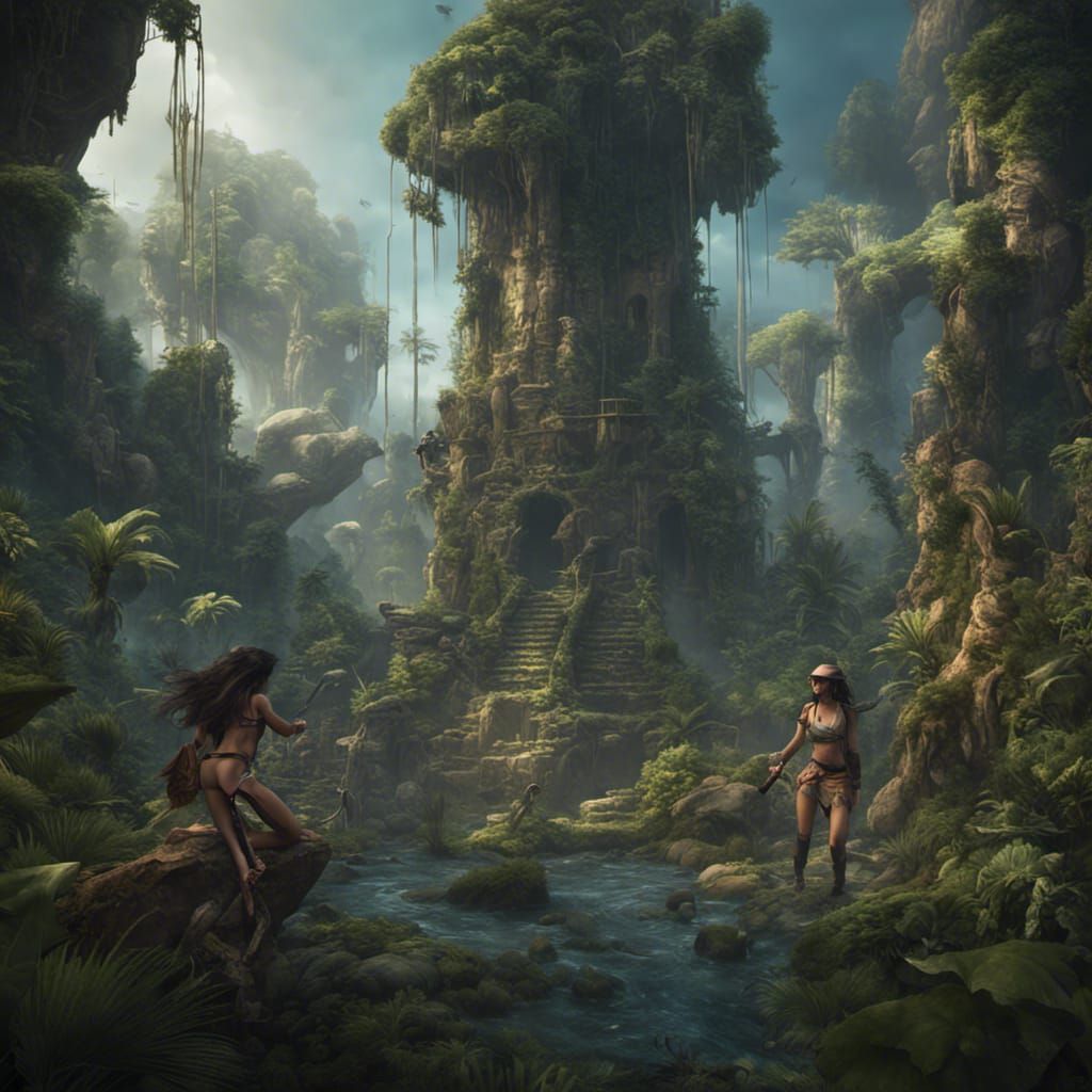 Archeologist Attacked by Stone Creatures on Jungle World