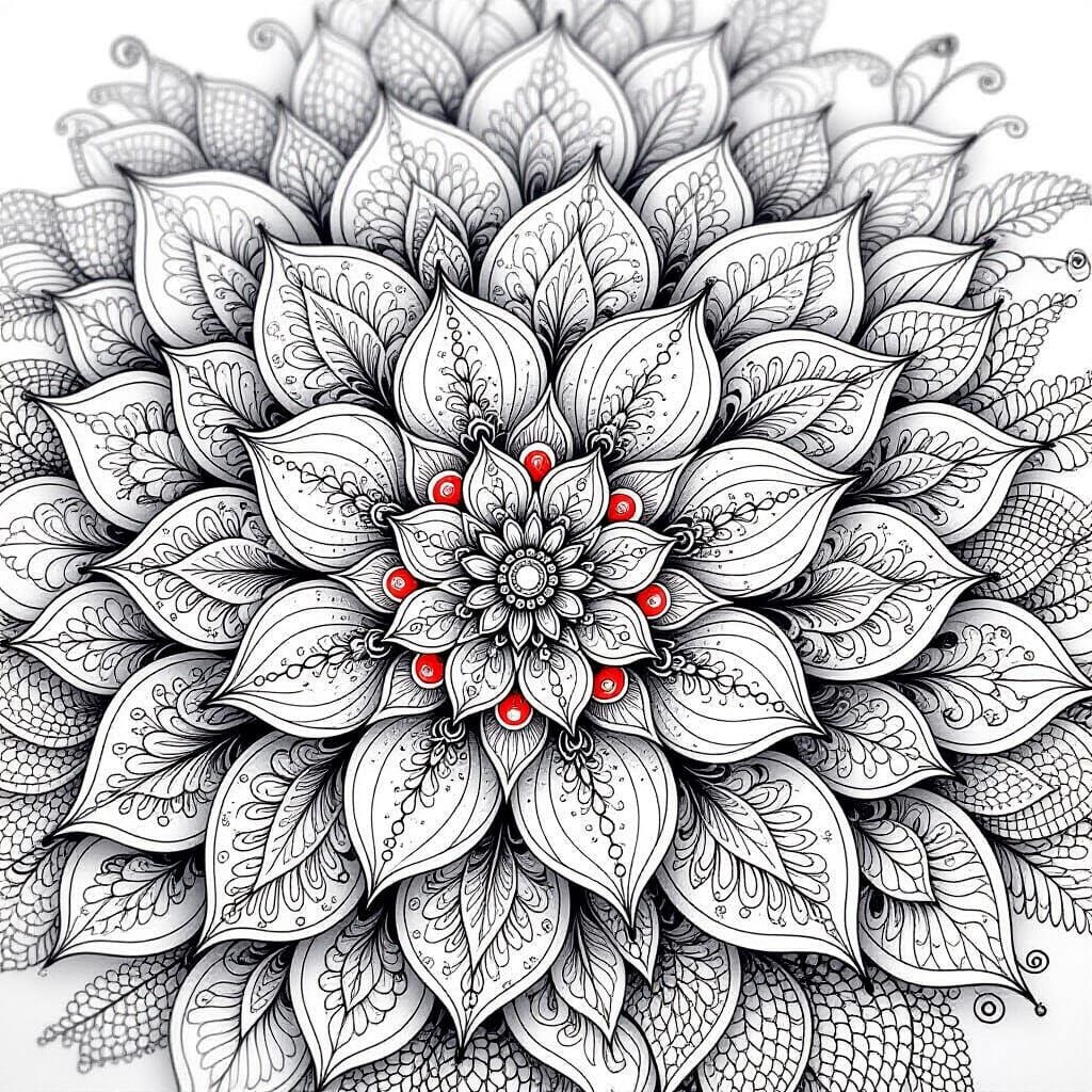 Intricate Doodle Art Page with Swirls and Dots