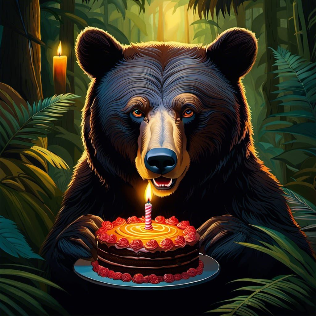 Chiaroscuro Bear Celebrates Jungle Birthday