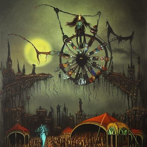 Steampunk Night Circus in Gothic Fantasy Style