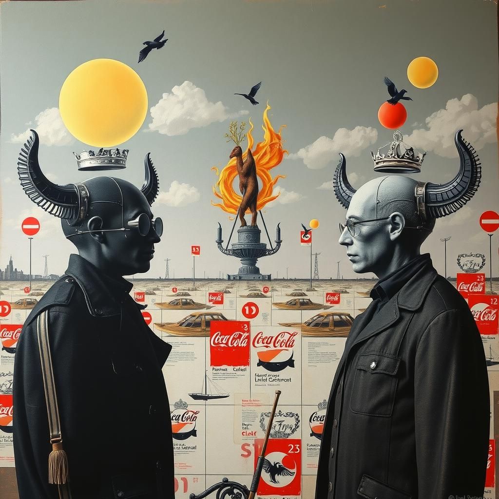 Duchampian Propaganda in Mixed Media Style