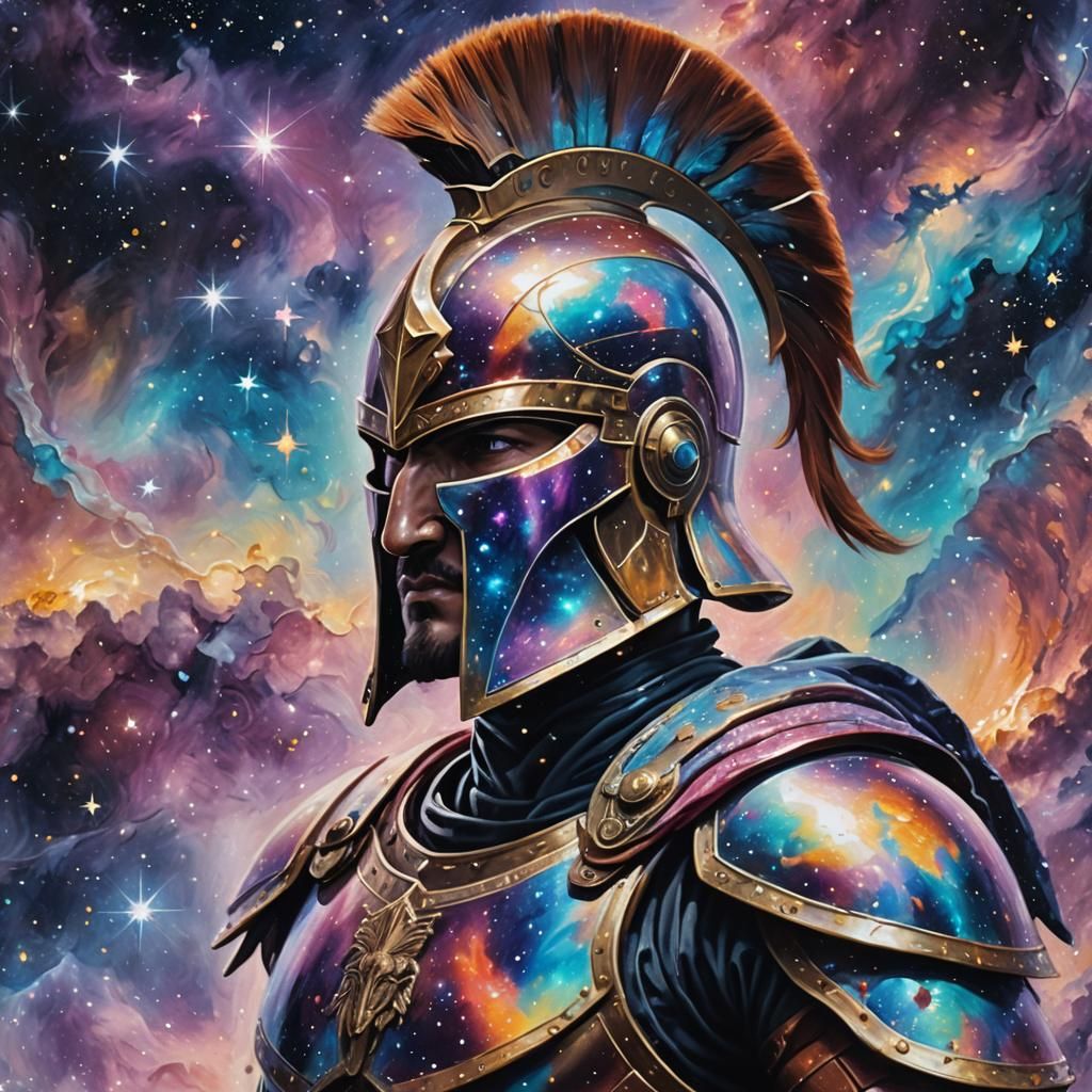 Cosmic Spartan Warrior with Galaxy Skin
