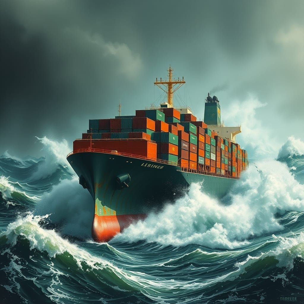 Container Ship Battles Tempestuous Seas