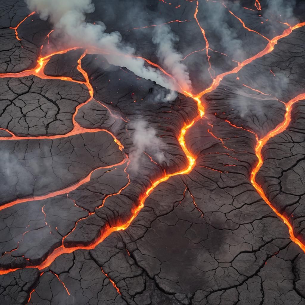 Erupting Hawaii Volcano with Magma Pools