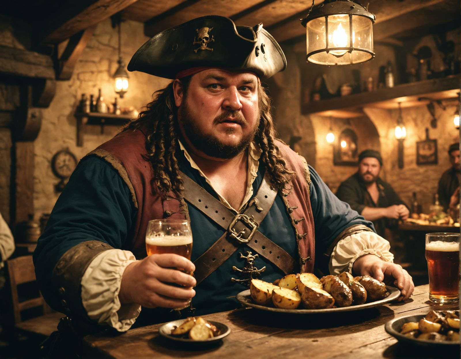 Pirate Baron Feasts in Tavern Glory