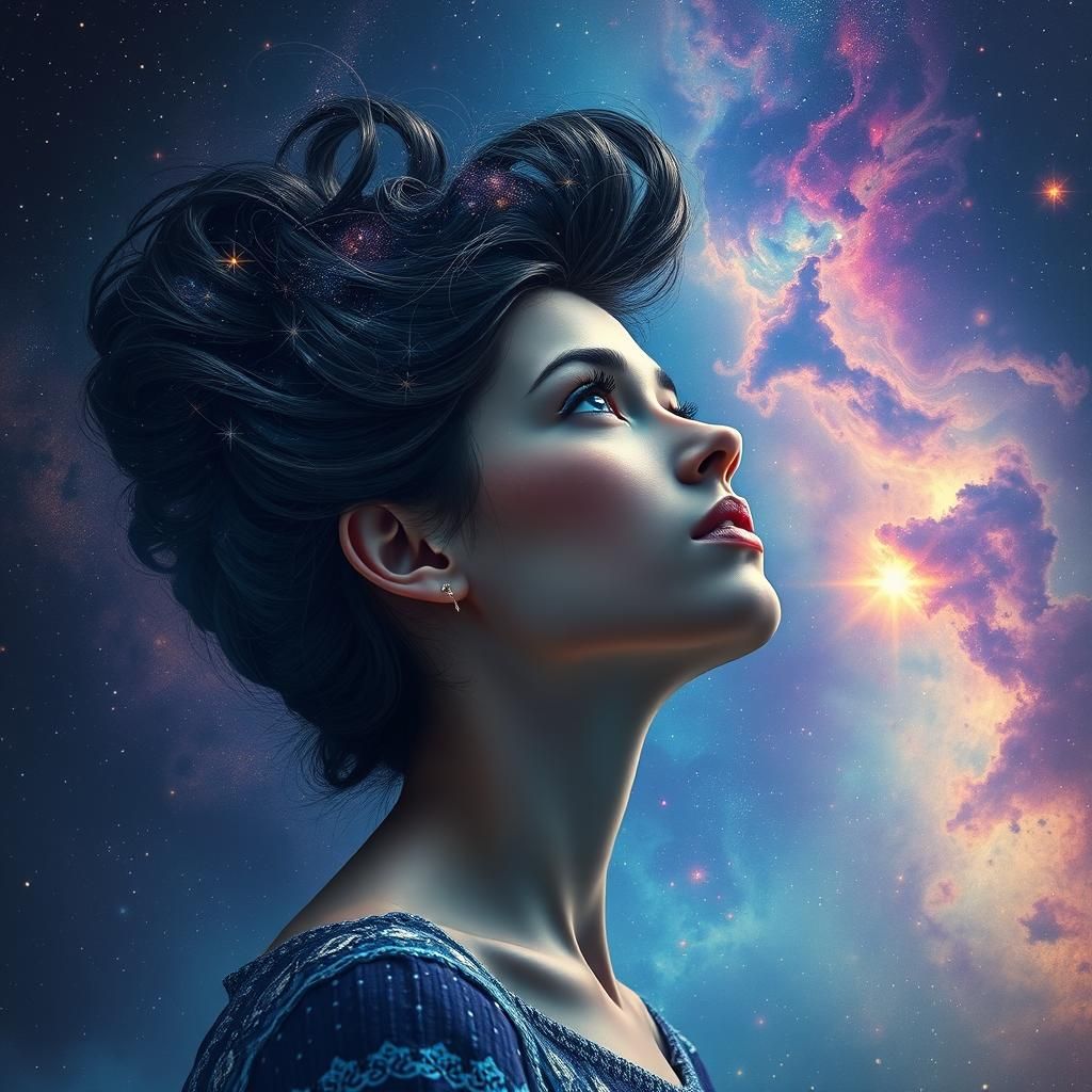 Starry Night Sky Hairdo in Cosmic Dreamscape