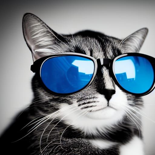 Cool Cat: Black and White Cat in Sunglasses