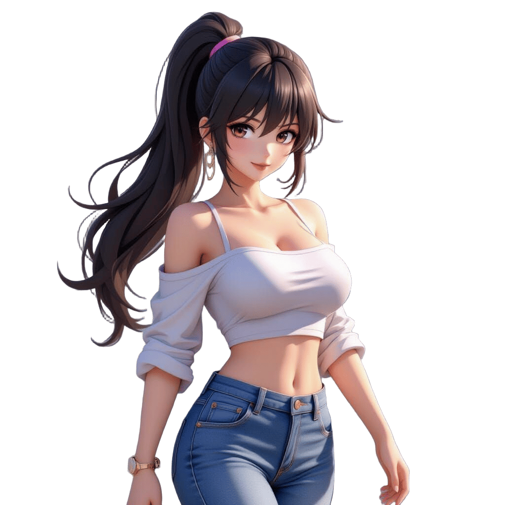 Anime Woman Walking Towards Camera in Casual Style