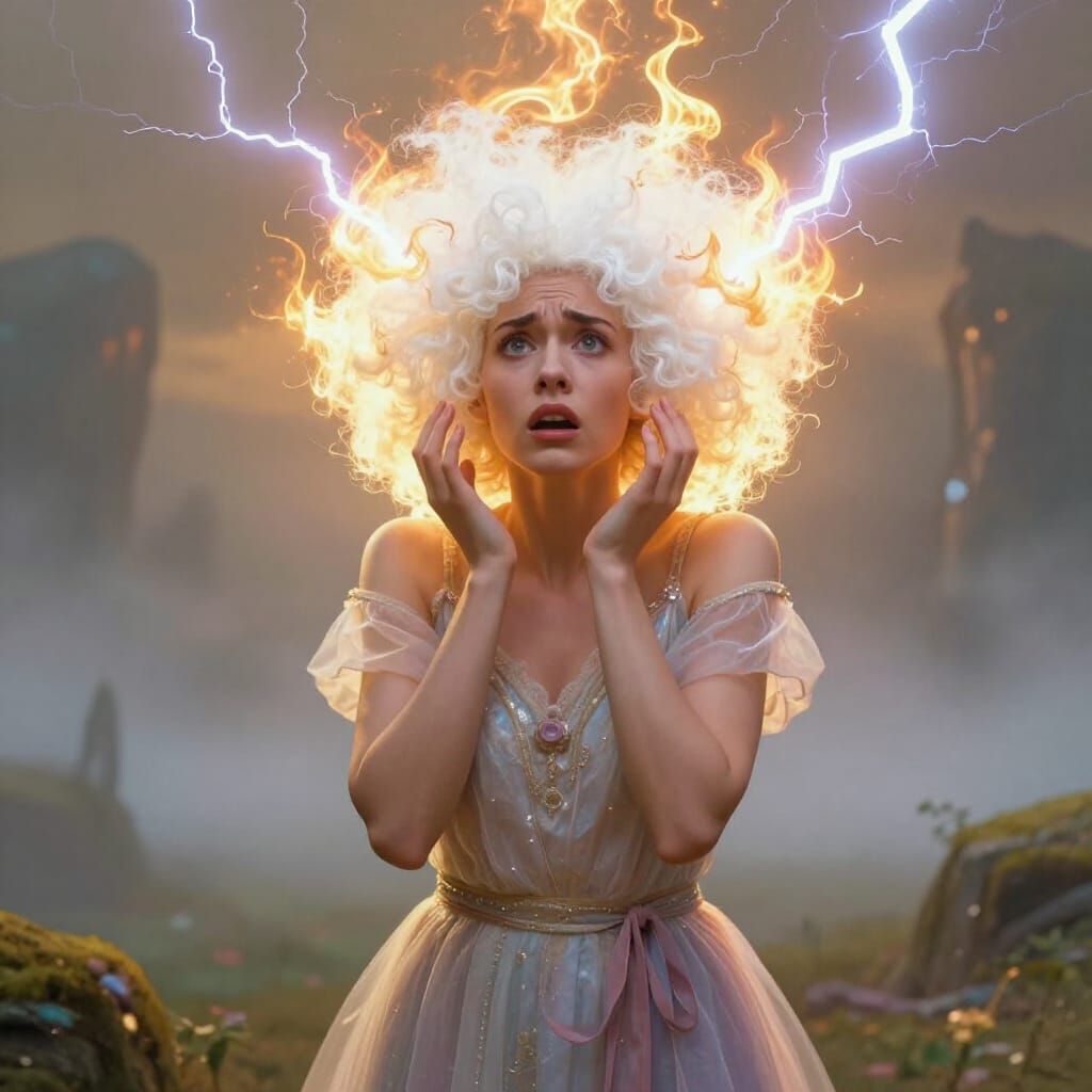 Woman Amazed As Lightning Ignites White Afro