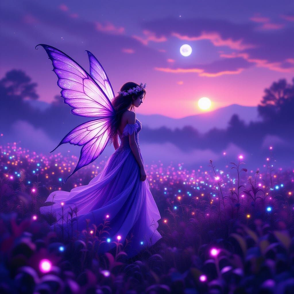 Ethereal Fairy in Bioluminescent Flora