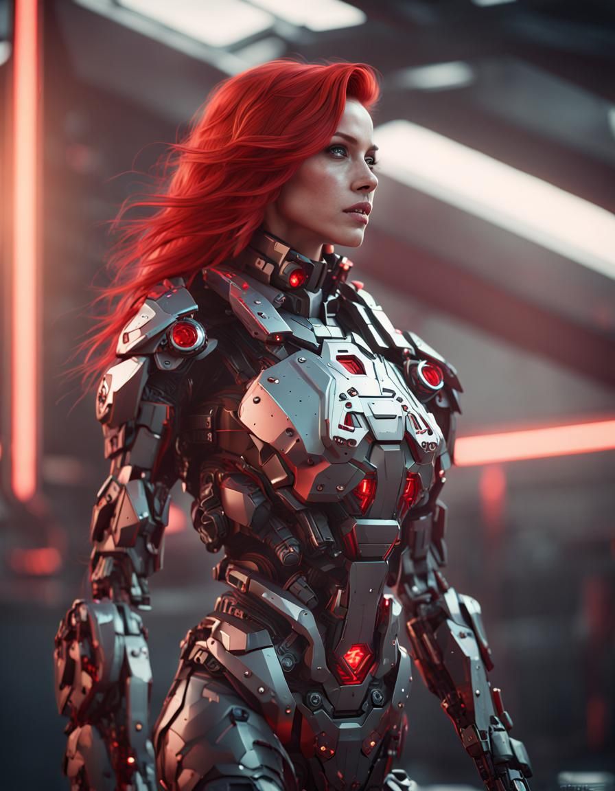 Futuristic Woman in Military Outfit, Sci-Fi Art