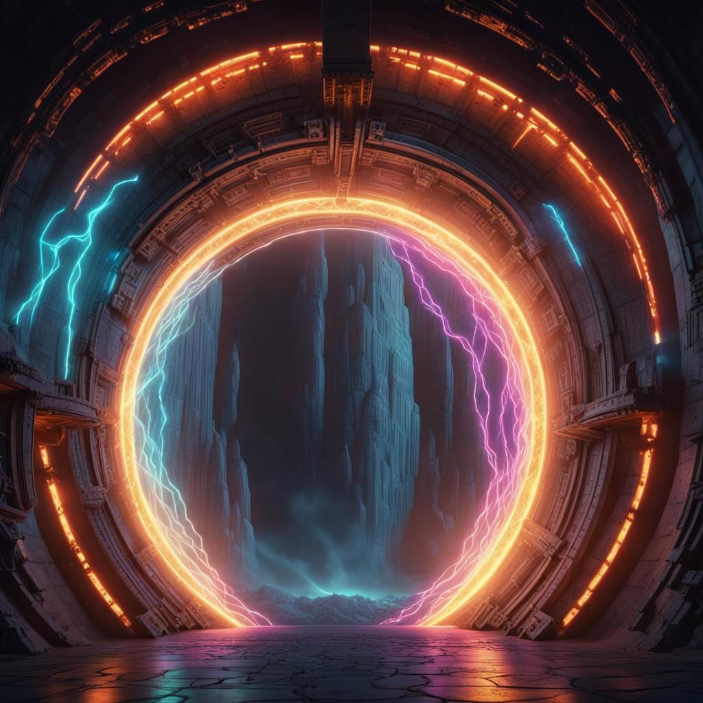 Otherworldly Portal with Flowing Energy, Digital Art