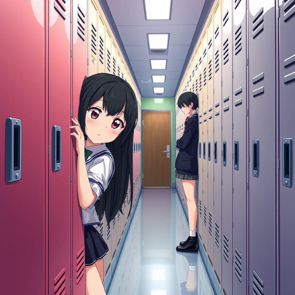 Yandere Chan Hiding: Anime Cel-Shaded Art