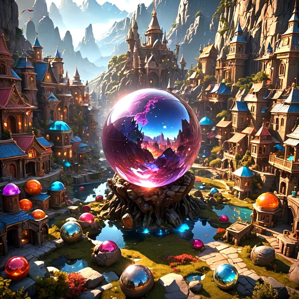 Crystal Orb Reflecting Sydney in Autumn, Digital Art