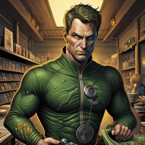 Dill Pickle Man in Comic Book Style