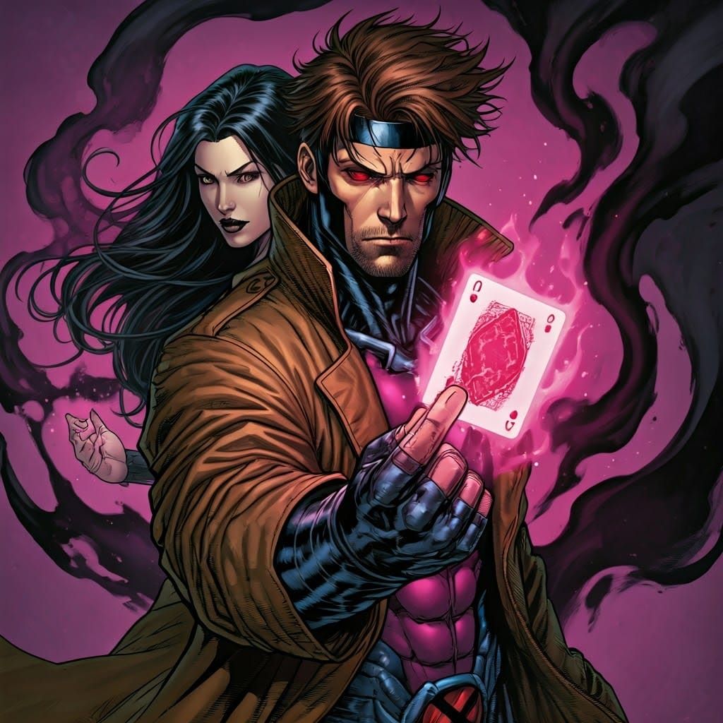Gambit and Companion in Comic Book Style