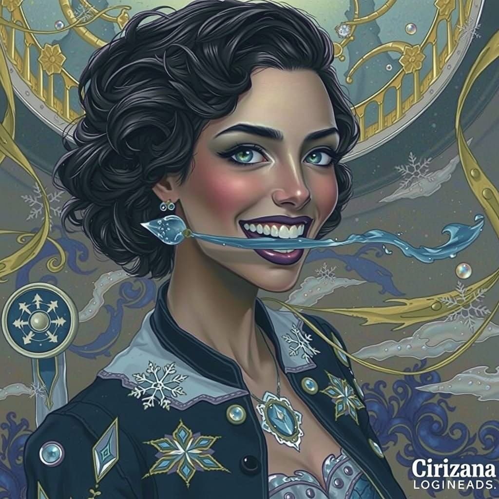 Woman's Frozen Smile in Winter Wonderland