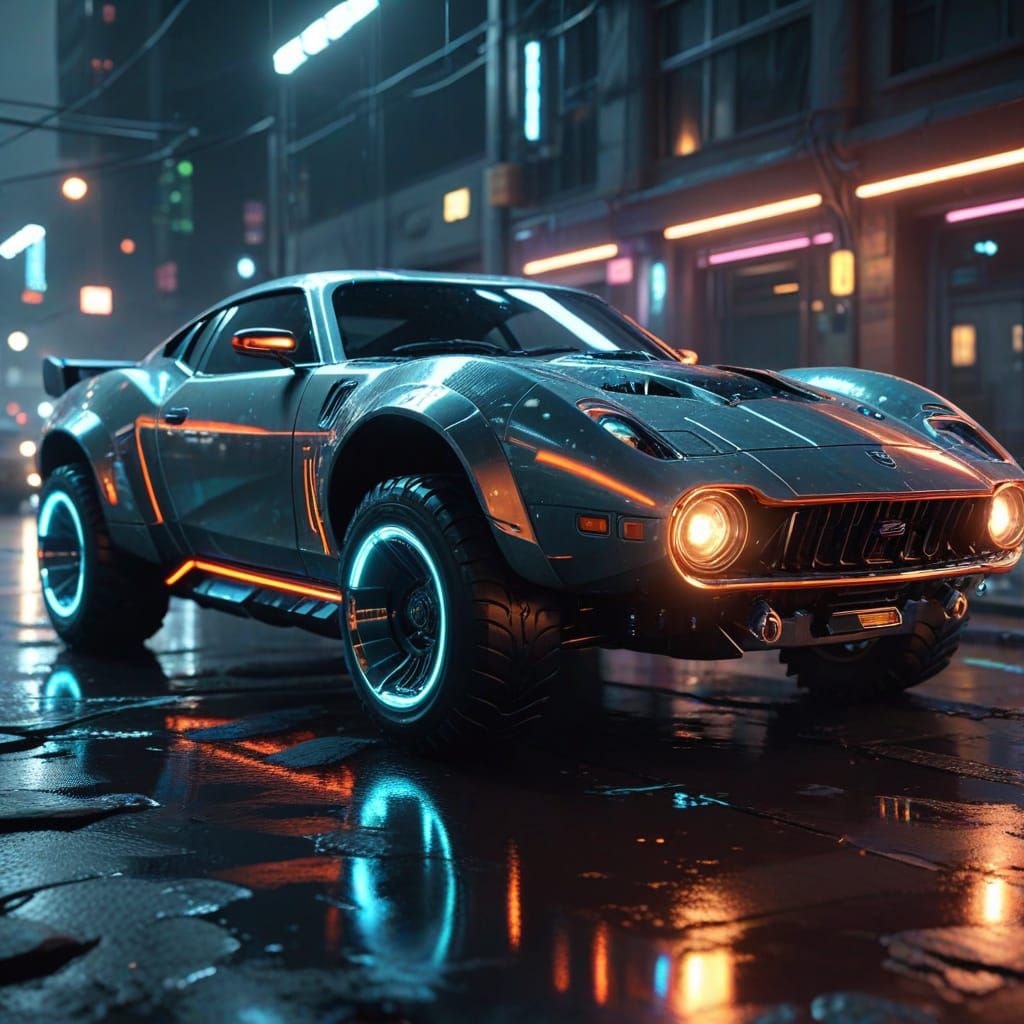 Futuristic Car Morphing into Animal, Sci-Fi Art