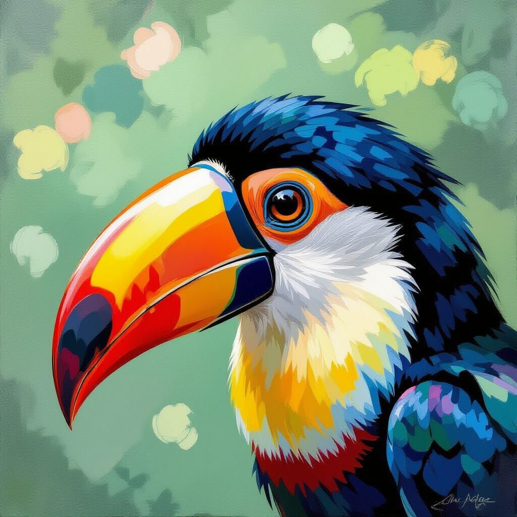 Impressionist Toucan Eye Macro Portrait