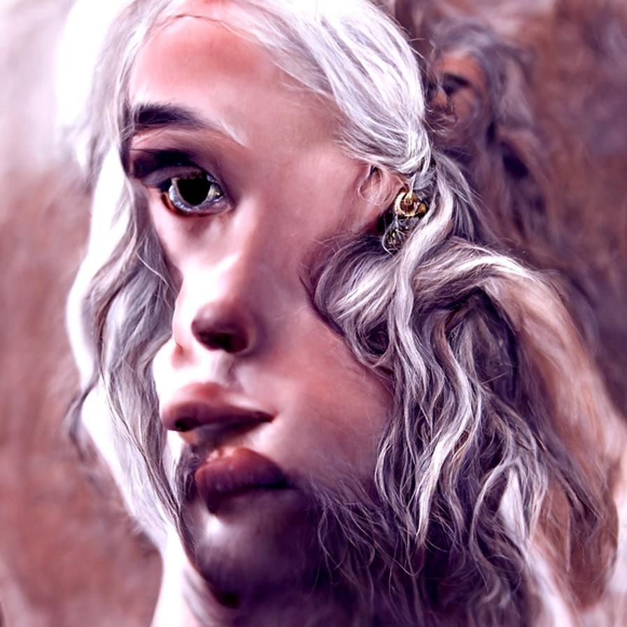 Photorealistic Portrait of a Young Woman with Silver Hair