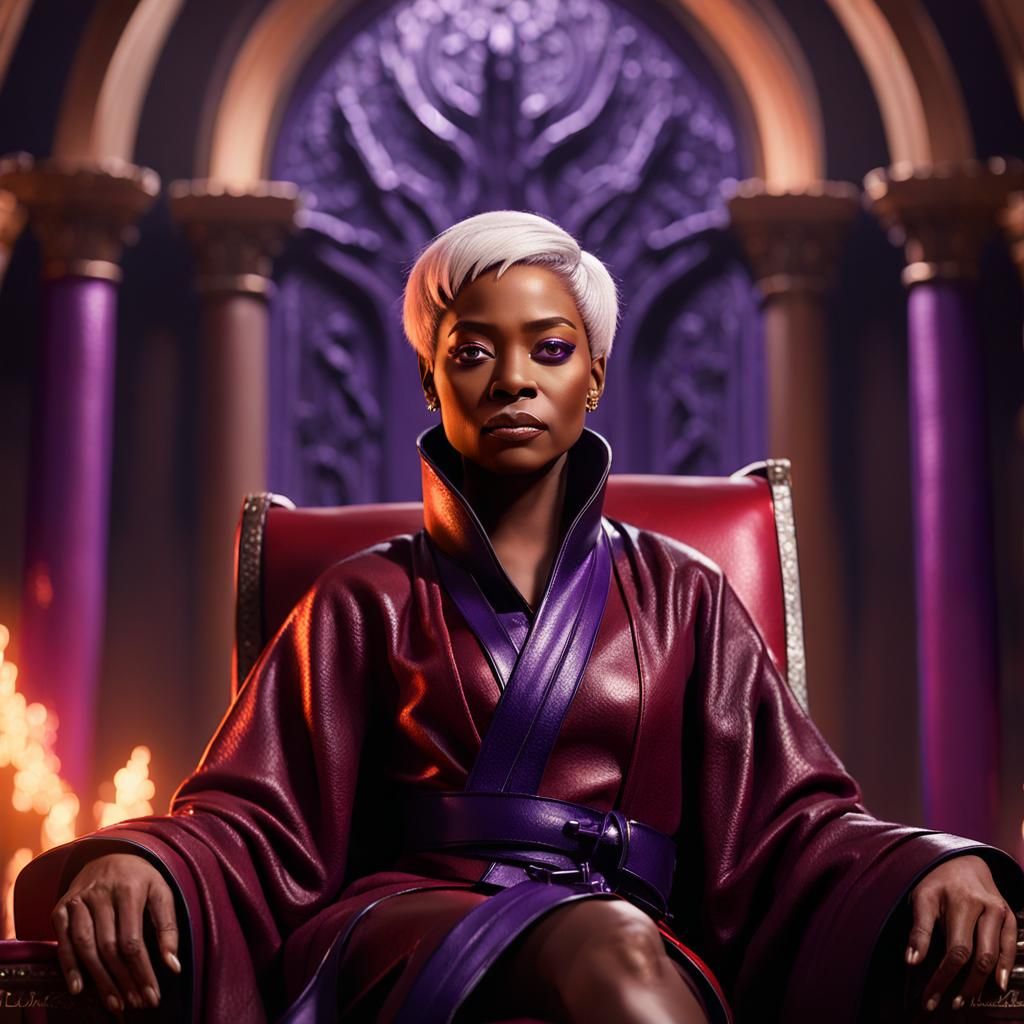 Regal Woman in Leather Robe: Dark Fantasy Art