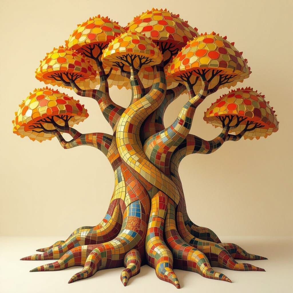 Majestic Mosaic Tree in Three Dimensions