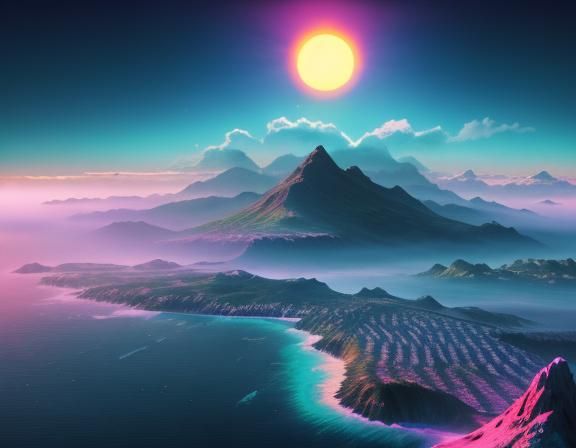 Futuristic City at World's Edge in Synthwave Style