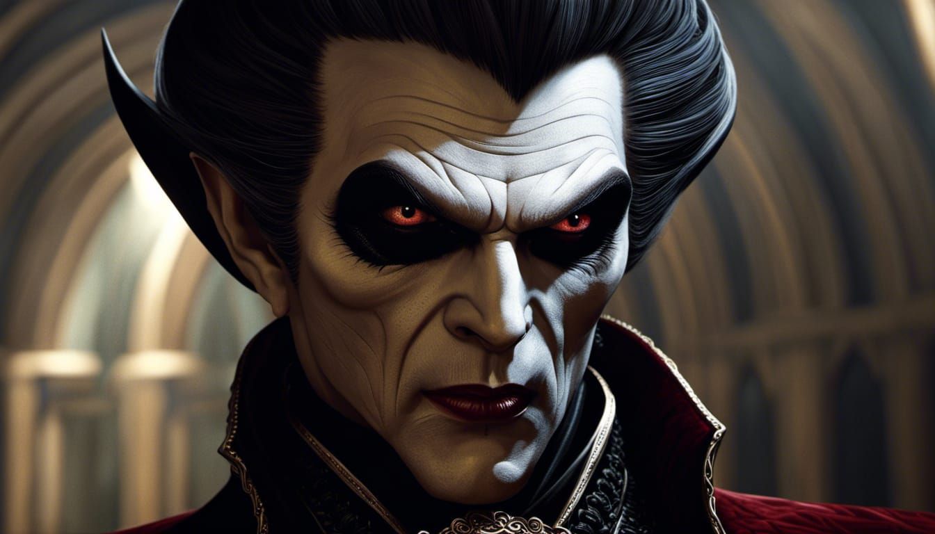 Hyperrealistic Portrait of a Sinister Ancient Vampire